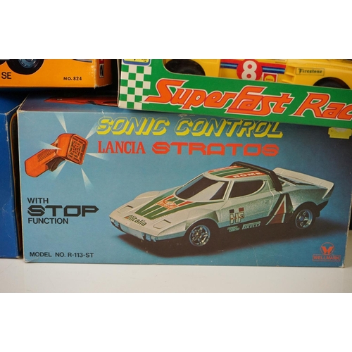 473 - 10 x Boxed battery operated and wind up toys to include BMW M1, Motorschift MS 65, Superschnelle Ren... 