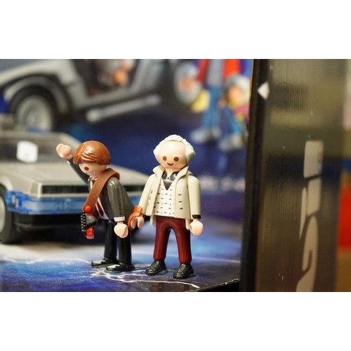 489 - Playmobil Back To The Future store display unit, with Delorian, 3 x figures and accessories