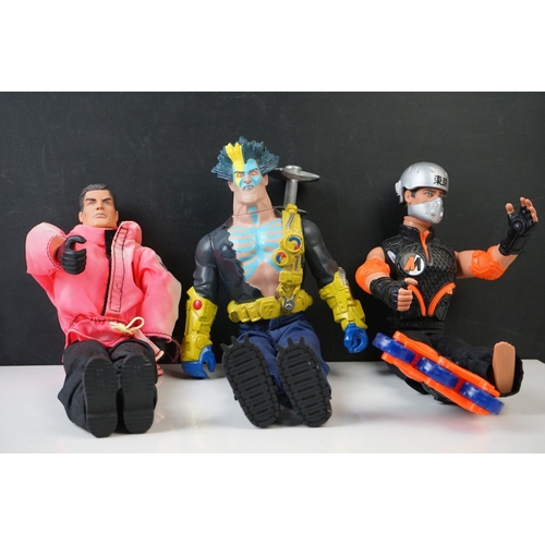 491 - 19 x Playworn Circa 1990's Hasbro Action Man action figures and vehicles to include Ice Extreme Skat... 