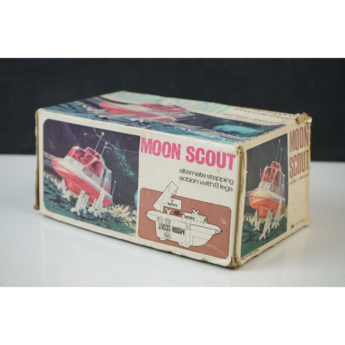 493 - Boxed battery operated Moon Scout, and boxed battery operated Moonranger, with reproduction box