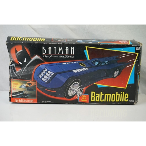 495 - Boxed Kenner Batman The Animated Series Batmobile, tatty box and boxed Hasbro Action Man Moon Raker ... 