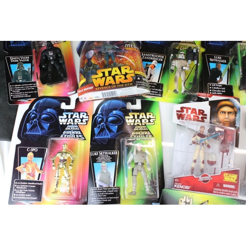 508 - Star Wars - 14 x Carded Kenner and Hasbro Star Wars action figures to include 2 x Luke Skywalker, 3 ... 