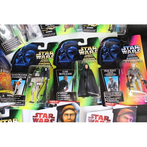 508 - Star Wars - 14 x Carded Kenner and Hasbro Star Wars action figures to include 2 x Luke Skywalker, 3 ... 