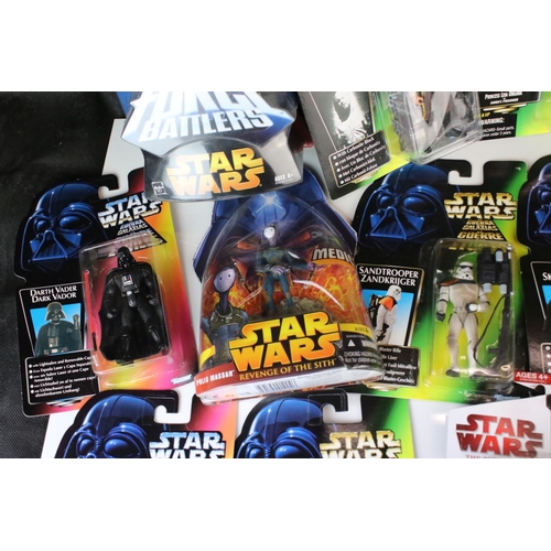 508 - Star Wars - 14 x Carded Kenner and Hasbro Star Wars action figures to include 2 x Luke Skywalker, 3 ... 