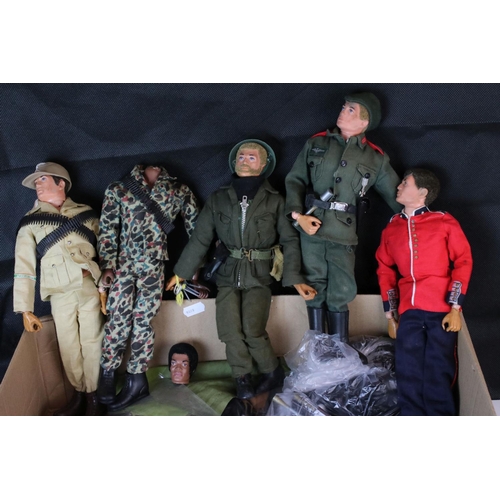 515 - Five playworn Palitoy Action Man action figures to include Afrikakorps, Tom Stone (missing head), Gr... 