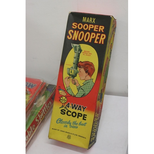 518 - Collection of vintage toys and games to include Marx Sooper Snooper, Wisden Table Tennis Set, The Ha... 