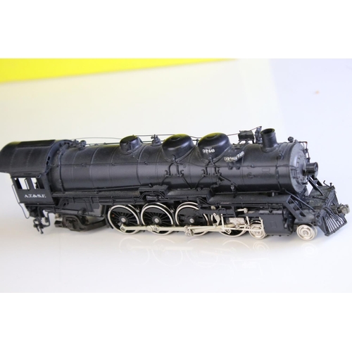 53 - Boxed Sunset Models HO gauge Santa Fe 4-8-2 3700 class brass locomotive & tender, 1 of 150 factory p... 