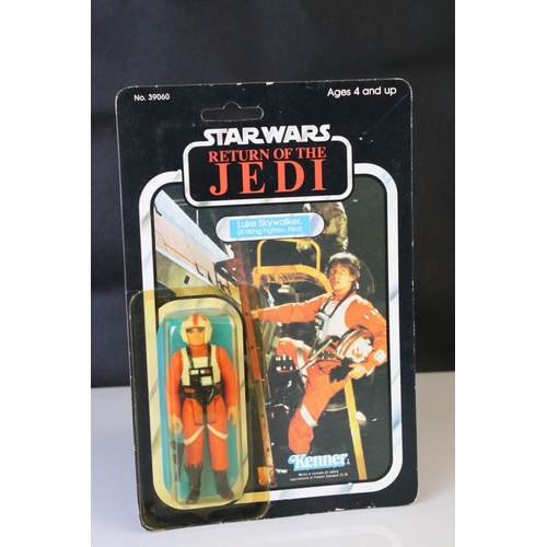 531 - Star Wars - Carded Kenner Return of the Jedi Luke Skywalker X-Wing Fighter Pilot, 77 back, punched, ... 