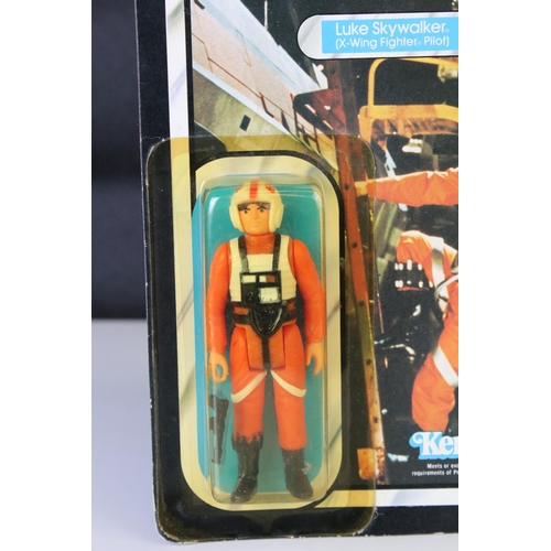 531 - Star Wars - Carded Kenner Return of the Jedi Luke Skywalker X-Wing Fighter Pilot, 77 back, punched, ... 