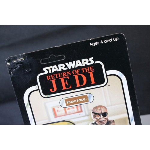 534 - Star Wars - Carded Kenner Return of the Jedi Prune Face figure, unpunched, 77 back, discolouring to ... 