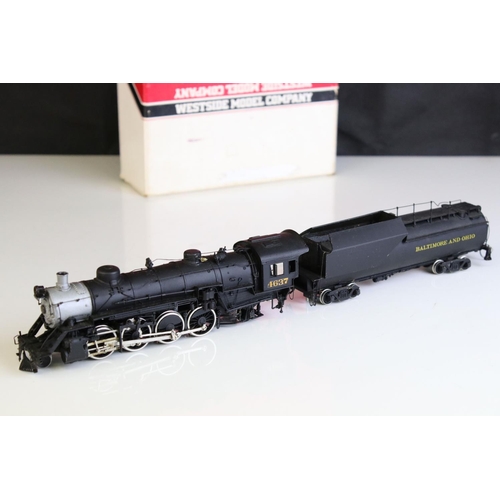 54 - Boxed Westside Model Company HO gauge Baltimore & Ohio Q-4d 2-8-2 Mikado brass locomotive & tender m... 