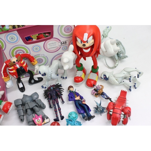 548 - Collection of playworn action figures featuring Sonic the Hedgehog, Pokemon Yu-Gi-Oh, etc