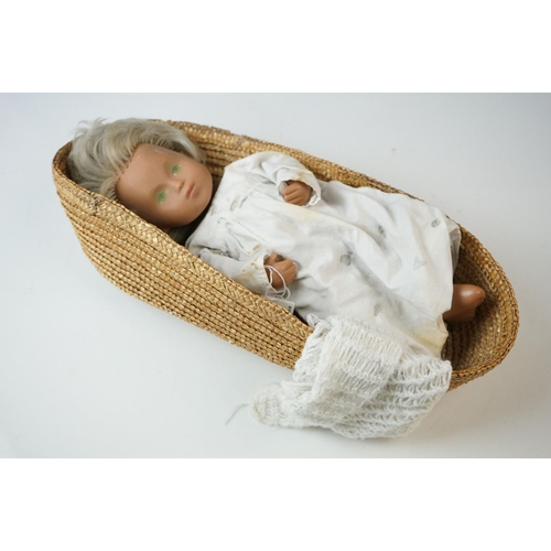 554 - Original Sasha baby doll in basket, grubby but in order overall, needs a clean