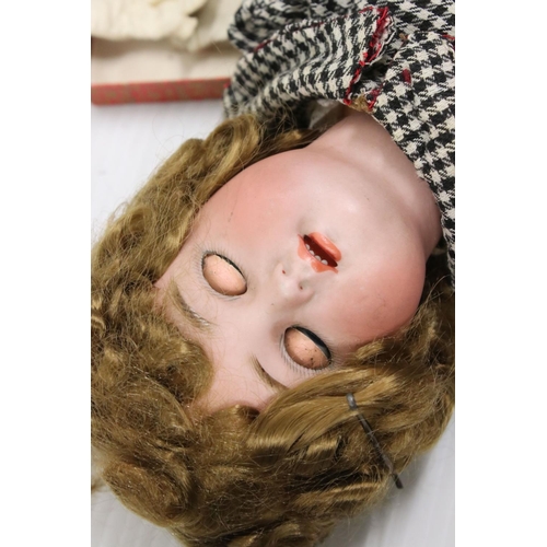 563 - Kammer & Reinhardt bisque headed doll with sleeping glass eyes, teeth, cracking to a thumb, with add... 