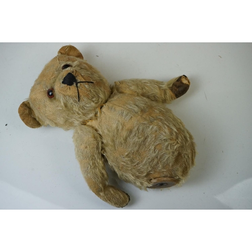 571 - Four early 20th C bears & soft toys, all unmarked and showing heavy wear