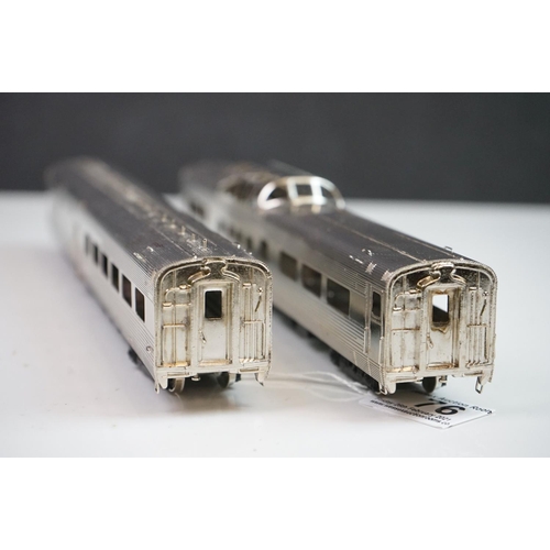 76 - Boxed Nickel Plate HO gauge Dome Coach brass rolling stock set made by KMT (Japan), both unpainted &... 