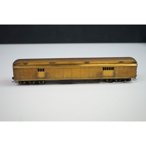 270 - Four boxed E Suydam & Co HO Railroad Equipment RR-5 Baggage Car brass models, one without bogies, ot... 