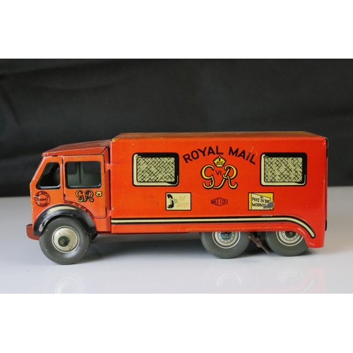 1231 - Two mid 20th C tin plate models to include Mettoy Royal Mail Van (discoloured and wear) and a Triang... 