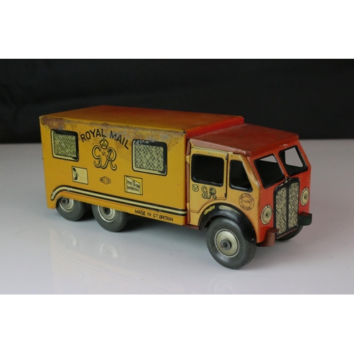 1231 - Two mid 20th C tin plate models to include Mettoy Royal Mail Van (discoloured and wear) and a Triang... 