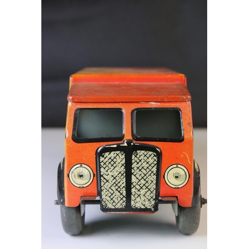 1231 - Two mid 20th C tin plate models to include Mettoy Royal Mail Van (discoloured and wear) and a Triang... 