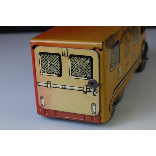 1231 - Two mid 20th C tin plate models to include Mettoy Royal Mail Van (discoloured and wear) and a Triang... 