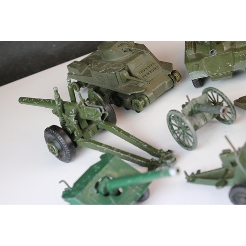 1238 - 12 Mid 20th C military vehicles and artillery diecast models to include Solido, Britains, Crescent, ... 