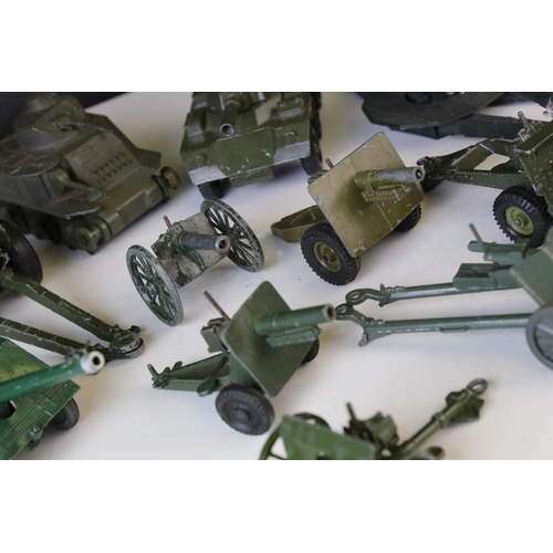 1238 - 12 Mid 20th C military vehicles and artillery diecast models to include Solido, Britains, Crescent, ... 