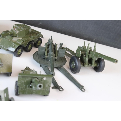 1238 - 12 Mid 20th C military vehicles and artillery diecast models to include Solido, Britains, Crescent, ... 