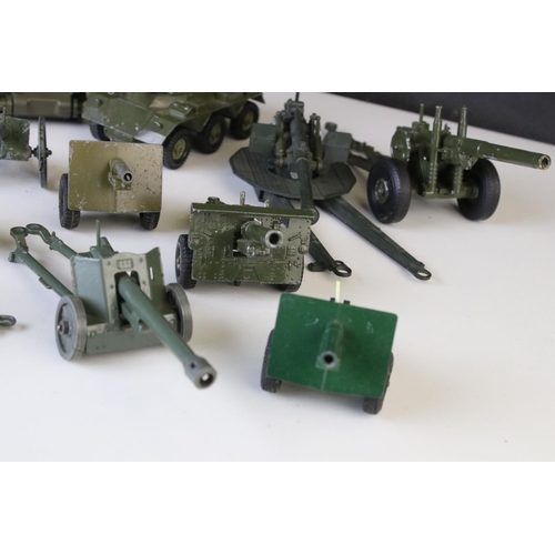 1238 - 12 Mid 20th C military vehicles and artillery diecast models to include Solido, Britains, Crescent, ... 