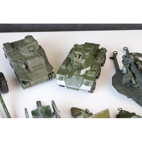 1238 - 12 Mid 20th C military vehicles and artillery diecast models to include Solido, Britains, Crescent, ... 