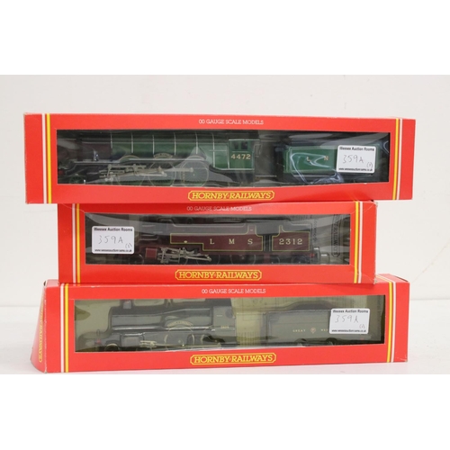 359a - Three Hornby OO gauge locomotives to include R505 LMS 2-6-4T Locomotive Class 4P, R125 4-4-0 County ... 