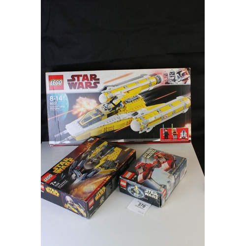 370 - Lego - Three boxed Star Wars Lego vehicle sets to include 8037 Anakin's Y-Wing Starfighter (sealed w... 