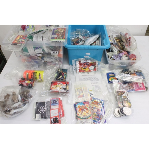 371 - Large collection of 1980's to early 2000's tv & movie collectables to include Pogs, Monster in my Po... 