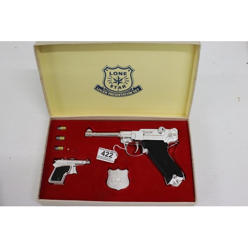 422 - Boxed Lone Star Luger Presentation Set complete with guns, bullets and Special Agent badge