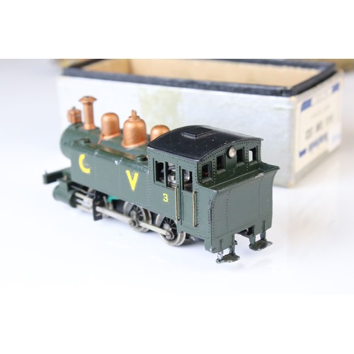 310 - Boxed Tenshodo HO gauge 0-6-0 brassTank Loco 128 (painted), plus brass HO gauge caboose, tender and ... 