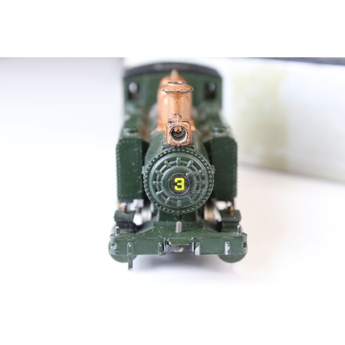 310 - Boxed Tenshodo HO gauge 0-6-0 brassTank Loco 128 (painted), plus brass HO gauge caboose, tender and ... 