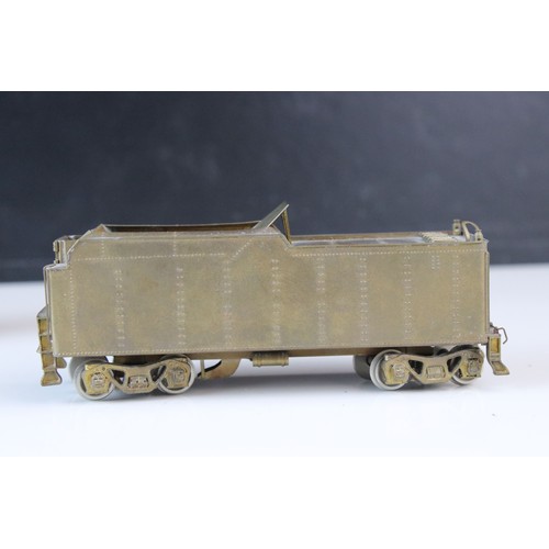 296 - Japanese HO gauge 4-8-2 brass locomotive & tender, unpainted, loose front bogies and front of shell,... 