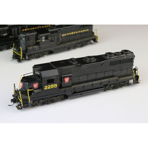 306 - Four Tenshodo HO gauge PPR Diesel brass locomotives, all painted, good overall with some wear