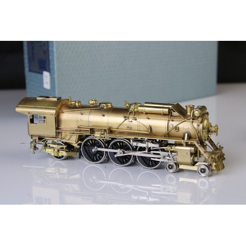 312 - Boxed Custom Brass NJ ST-219 NTNH & H Class I-4 4-6-2 brass locomotive & tender (Japan), unpainted, ... 