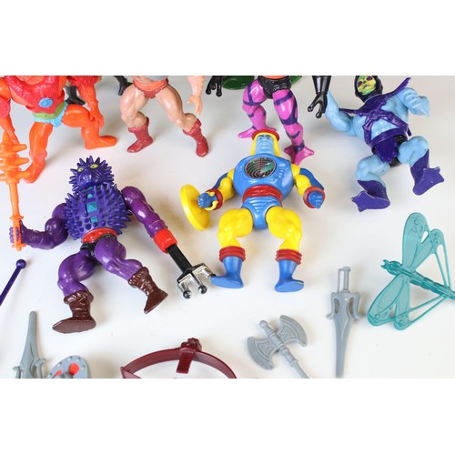 384 - Eight original Mattel Masters of the Universe figures to include He Man, Skeletor, Buzz Off, Spikor,... 