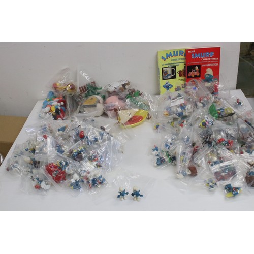 475 - 200 + Playworn Smurf figurines, to include Schleich, Peyo, Bully, etc, plus Windsurfer, Snail & Wago... 