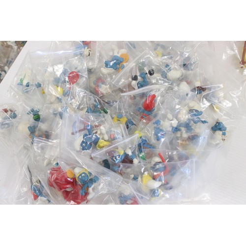 475 - 200 + Playworn Smurf figurines, to include Schleich, Peyo, Bully, etc, plus Windsurfer, Snail & Wago... 