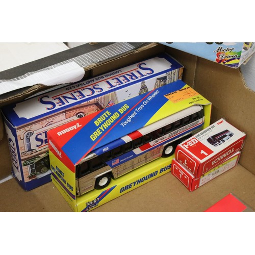 1163 - 22 x Boxed and carded diecast models to include Feva, Mattel, Tomy, Buddy L Brute Greyhound Bus, Mer... 