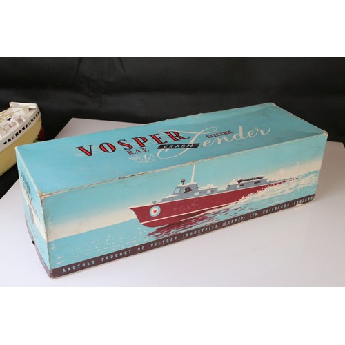 1265 - Boxed V Models Vosper RAF Electric Crash Tender, appears gd and complete, plus a Triang Orcades plas... 