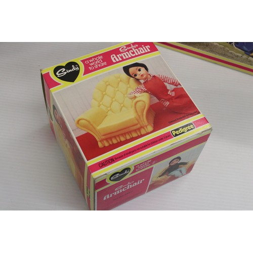 578 - Seven boxed Pedigree Sindy items to include 44713 doll, Camping Buggy & Foldaway Tent, Armchair, Sho... 