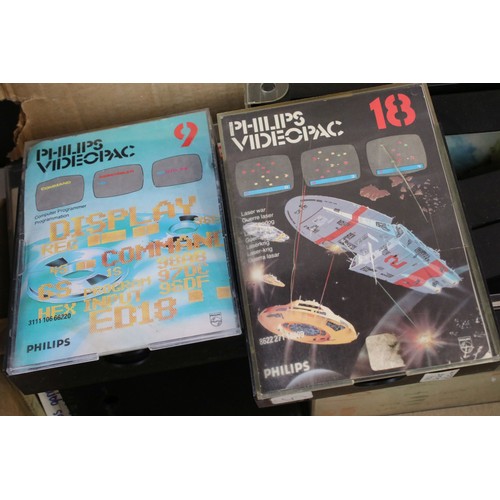 415 - Boxed Phillips G7000 Videopac Computer console (very tatty box) with 26 games, many games with custo... 