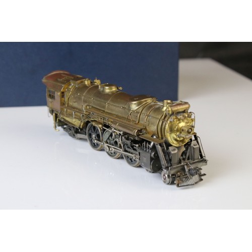 304 - HO gauge 4-6-2 brass locomotive & tender, unmarked, appears excellent, in custom box