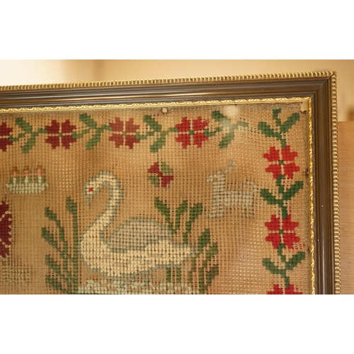 175 - A Victorian wool work sampler c.1850, named 