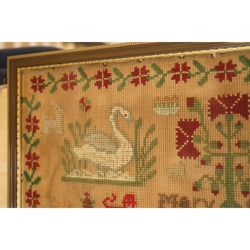 175 - A Victorian wool work sampler c.1850, named 