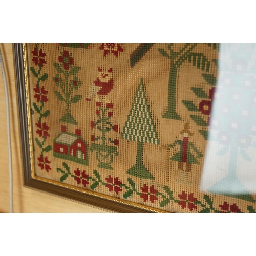 175 - A Victorian wool work sampler c.1850, named 